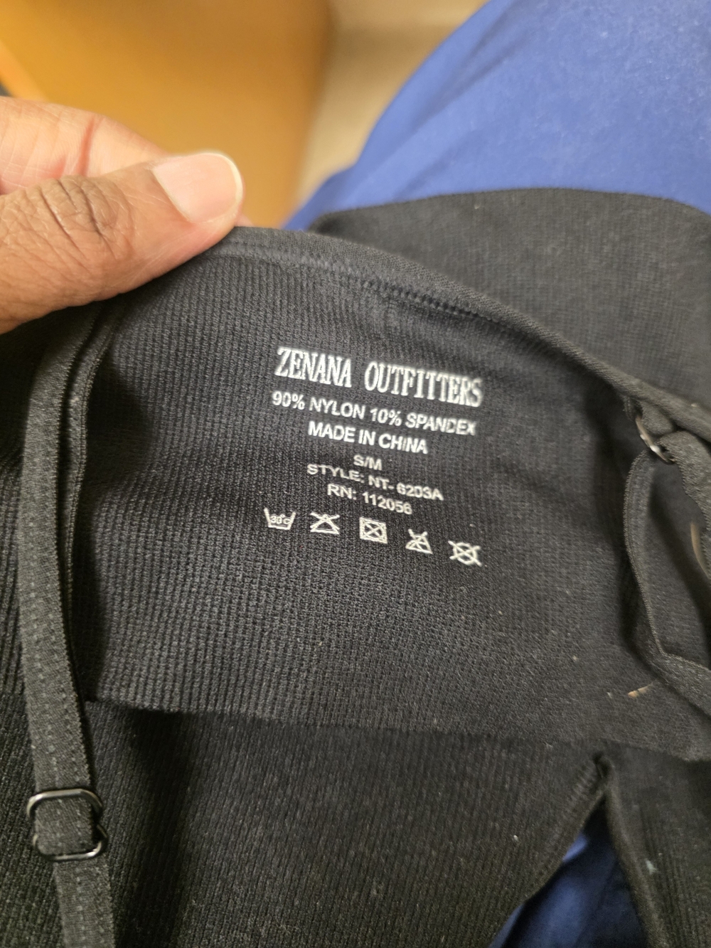 Zenana Outfitters Black Ribbed Adjustable Bralette